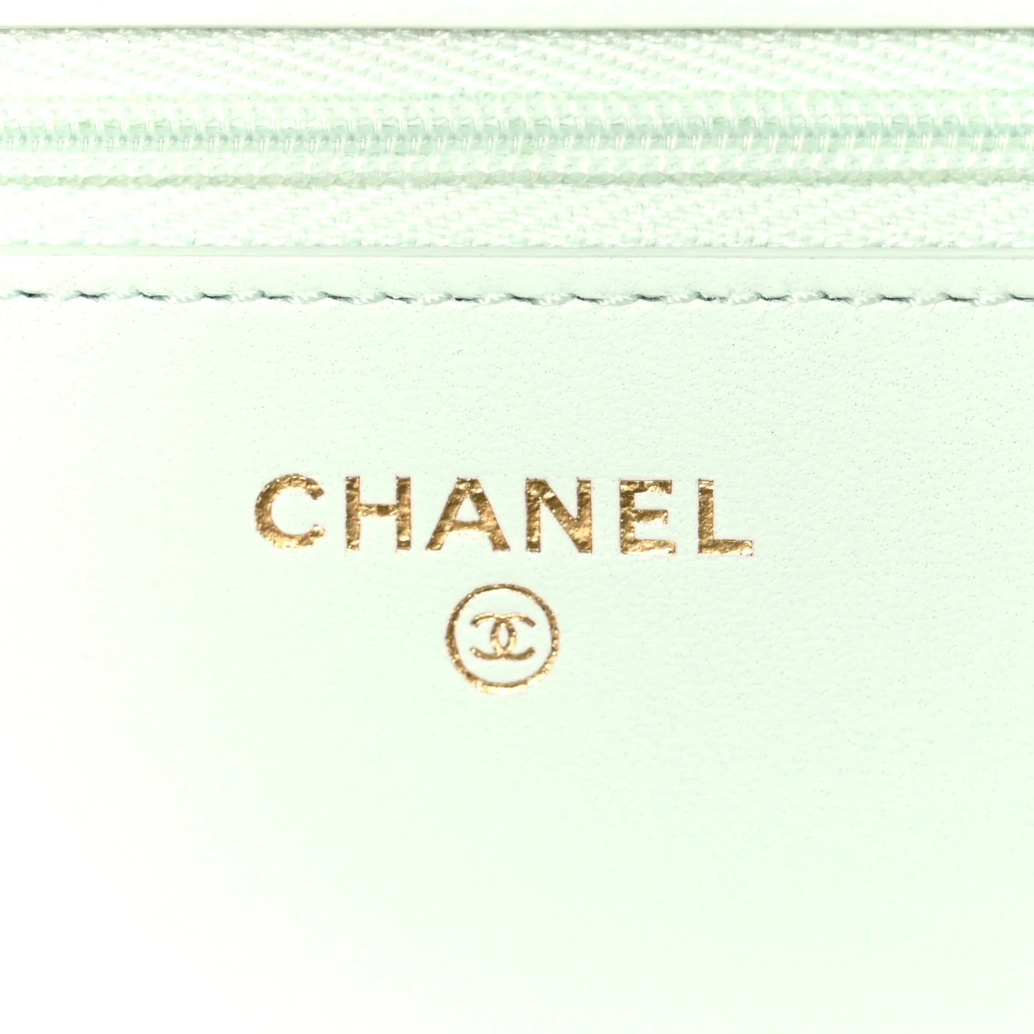Lambskin Quilted Textured CC Wallet On Chain WOC Light Green