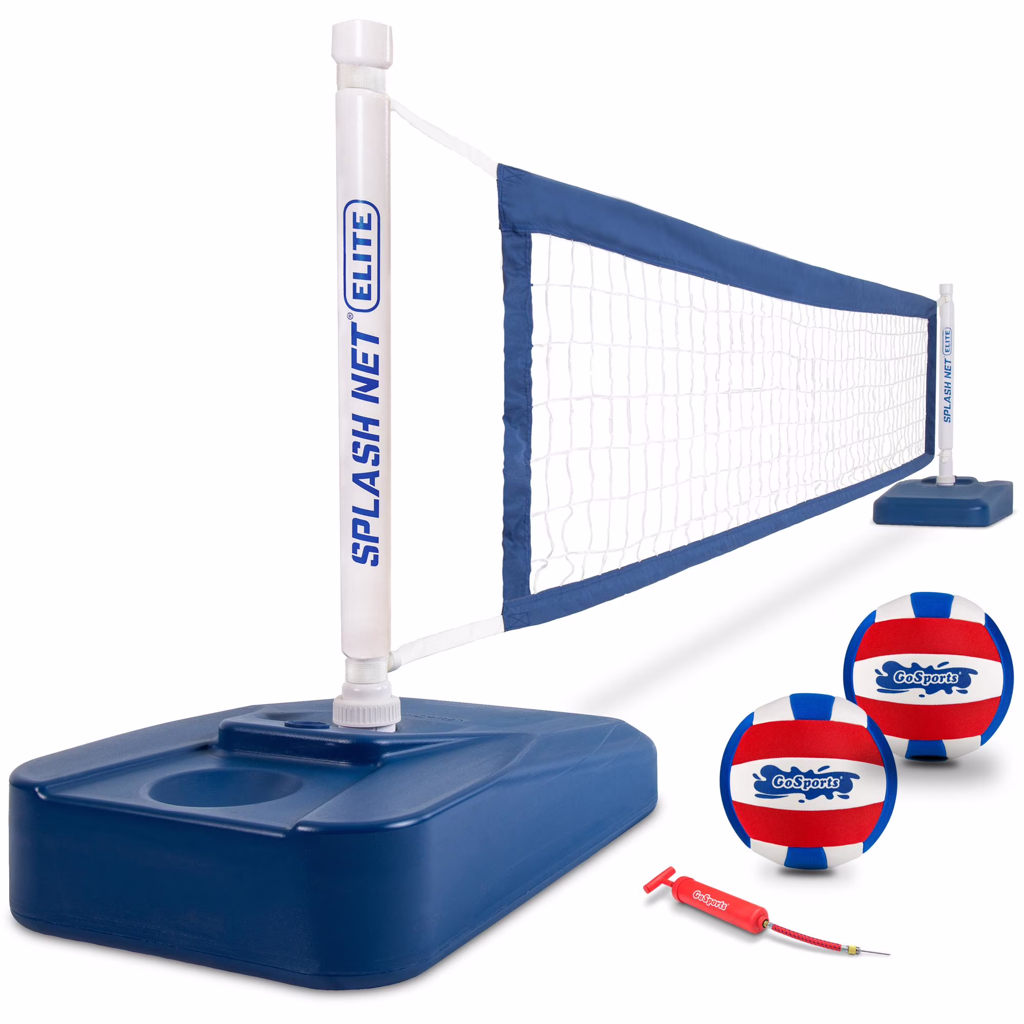 Splash Net Elite Pool Volleyball Game with Water Weighted Bases Adjustable Net for Inground Pools