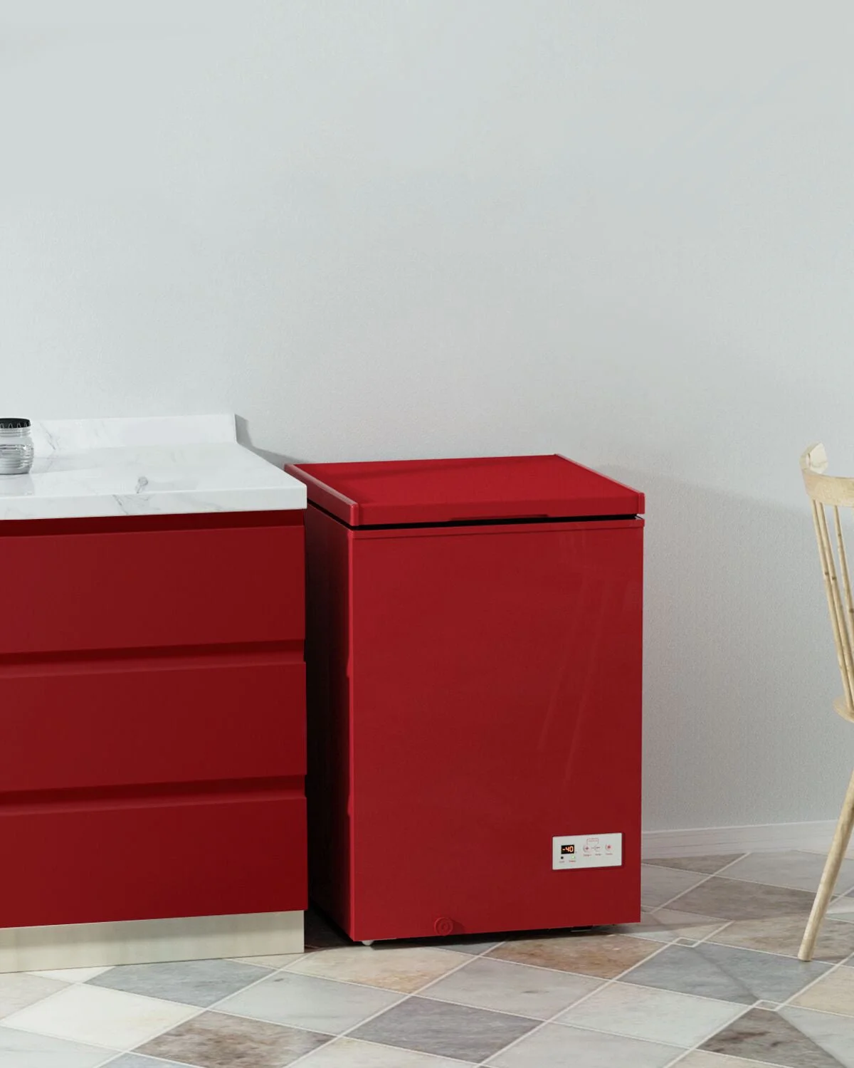 40��F Low Temperature Chest Freezer 3.5 Cu Ft with 2 Removable Baskets RED - Image 7