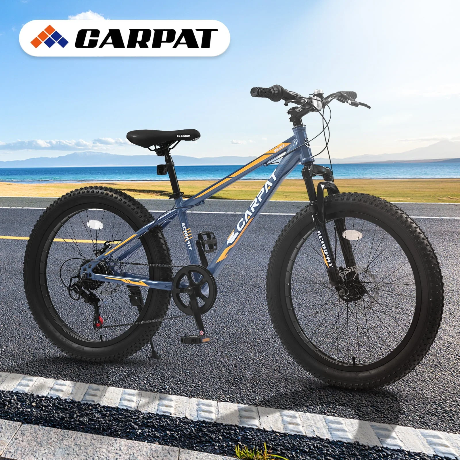 24 inch Mountain Bike with Fat Tires, Kids Bike with Disc Brakes Suspension Image 9