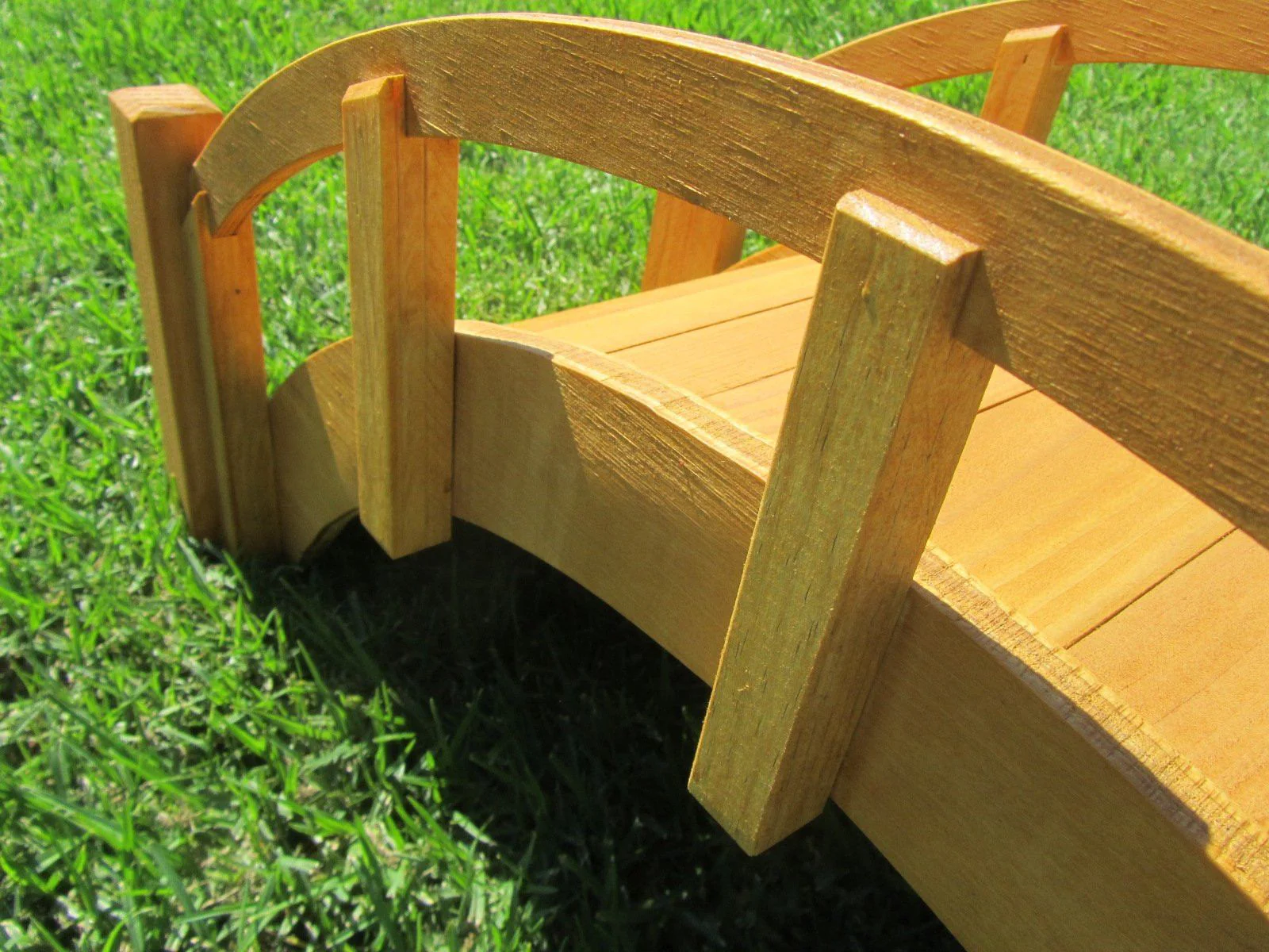 SamsGazebos Miniature Japanese Wood Garden Bridge, 25-Inch, Tan, Waterproofed