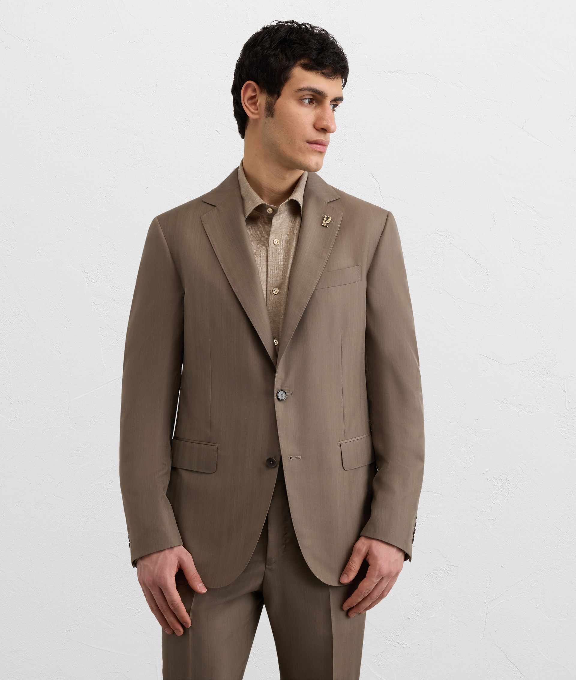 LIGHT BROWN WOOL AND SILK VICENZA LINE DRESS