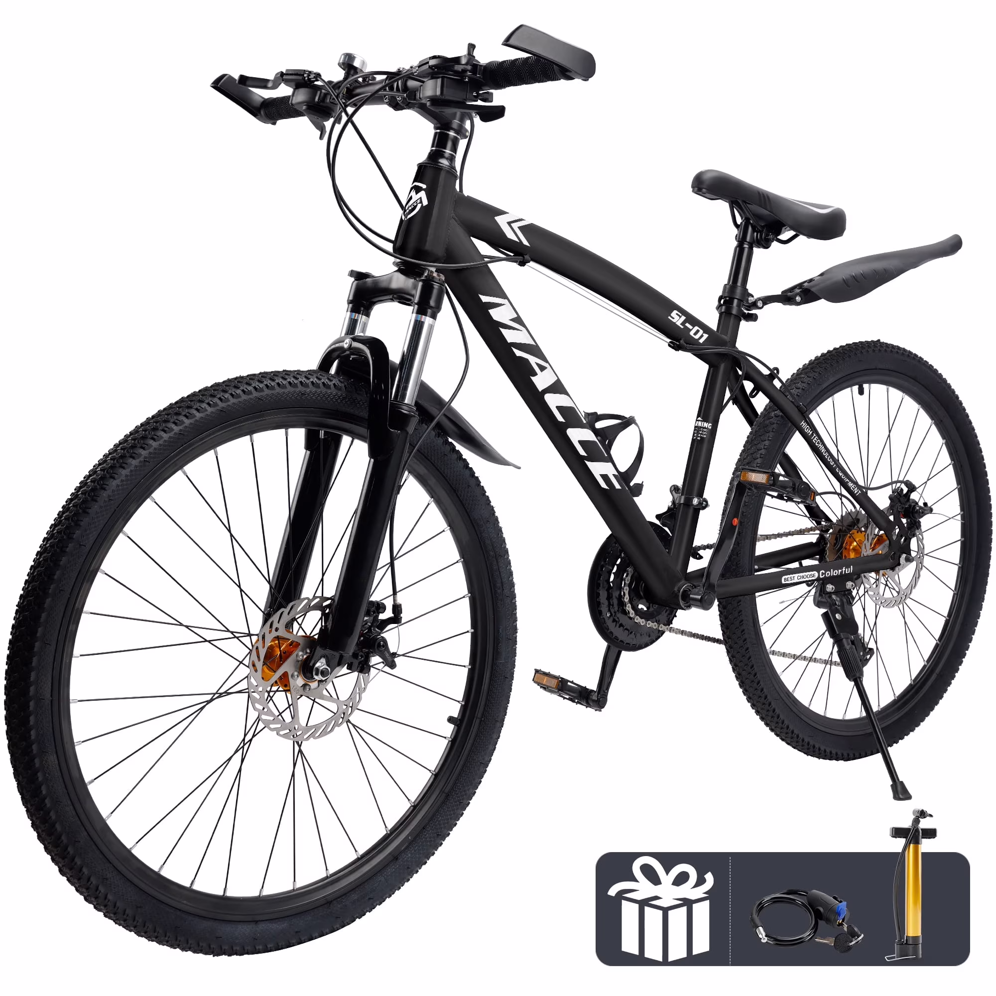 ARTUDATECH Mountain Hardtail Mountain Bike for Men/Women, 26/27.5 in Sizes, 27 Speed Twist Shifting, Front or Dual Suspension, Comfort Saddle, Purple/Black/White