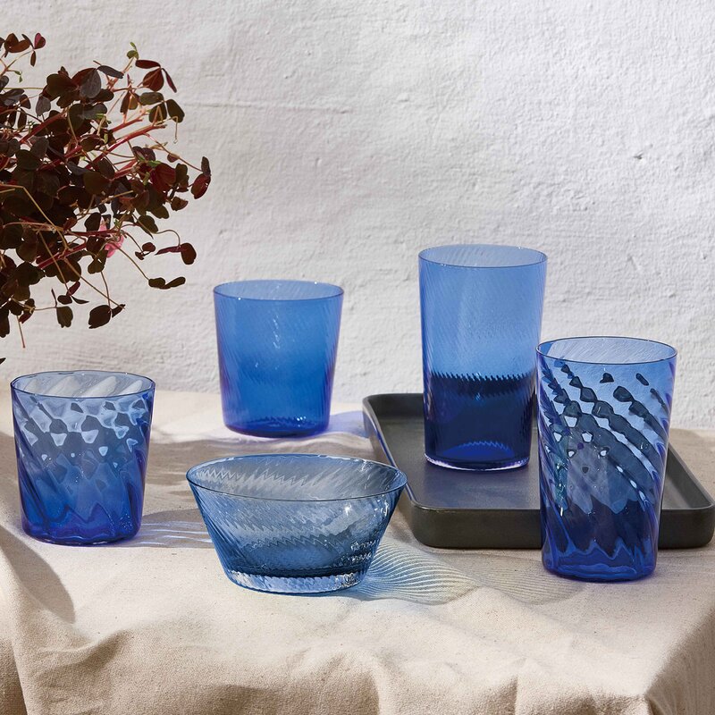 RAW Unique swirl highball glass 45 cl dark blue