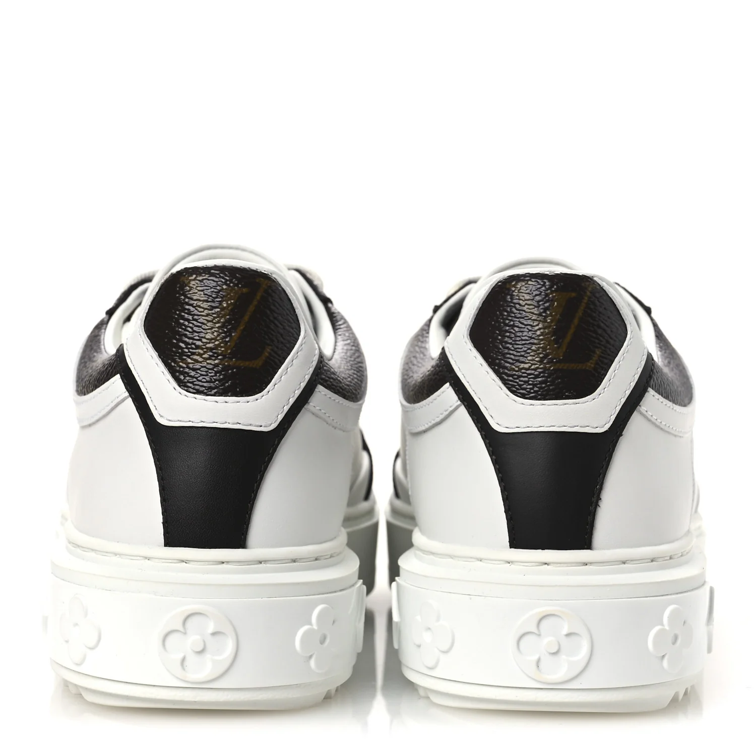 Lambskin Embossed Monogram Time Out Sneakers 39 White Brown