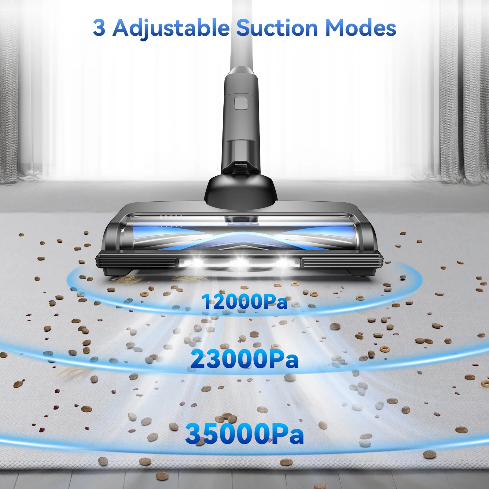 Cordless Vacuum Cleaner 35KPA Self-Standing Stick Vacuum 50min 400W Vac for Home Pet Hair Car Carpet Hardwood Floor, Black(Black) - Image 10