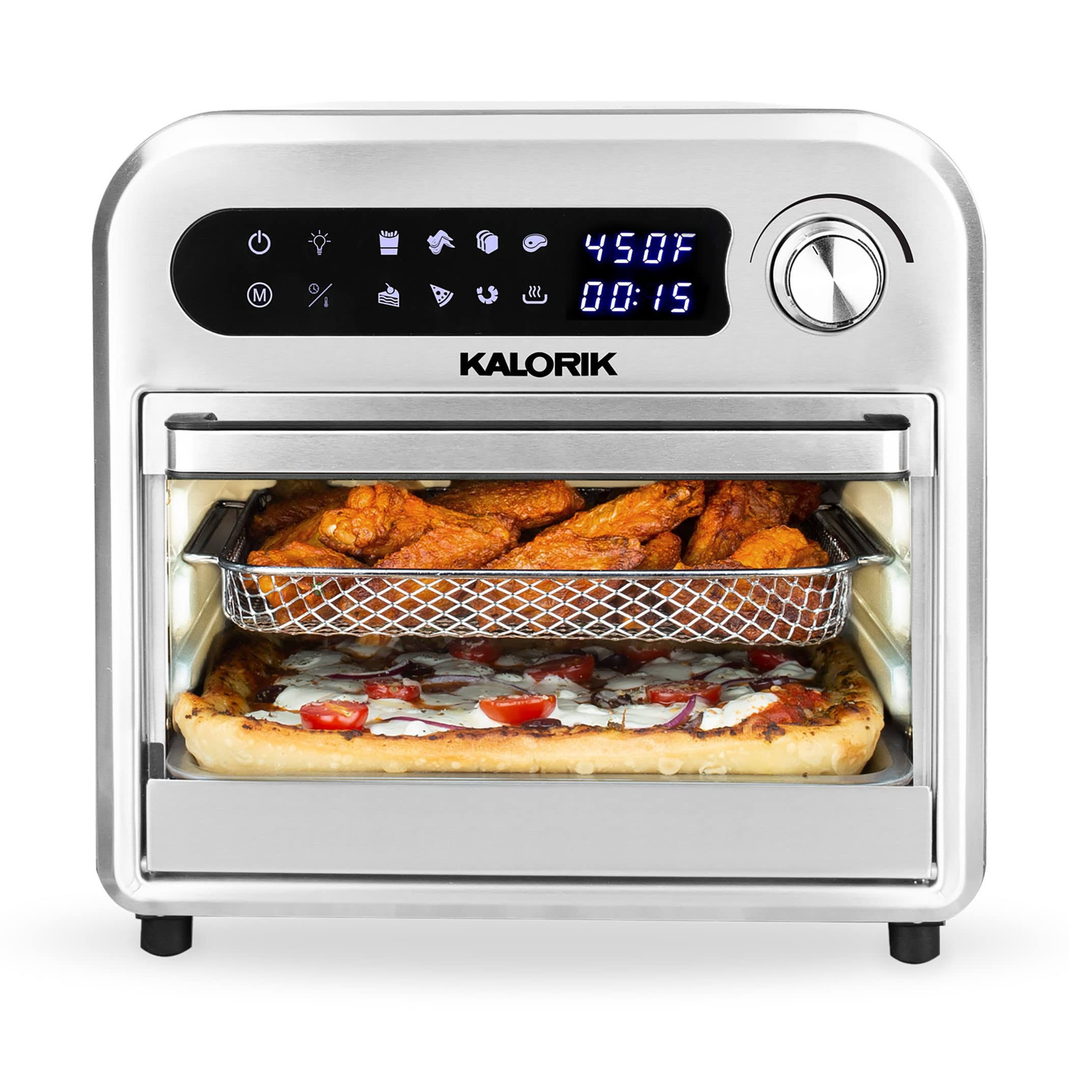 Kalorik 12.6 Quart Digital Air Fryer Oven, Black and Stainless Steel