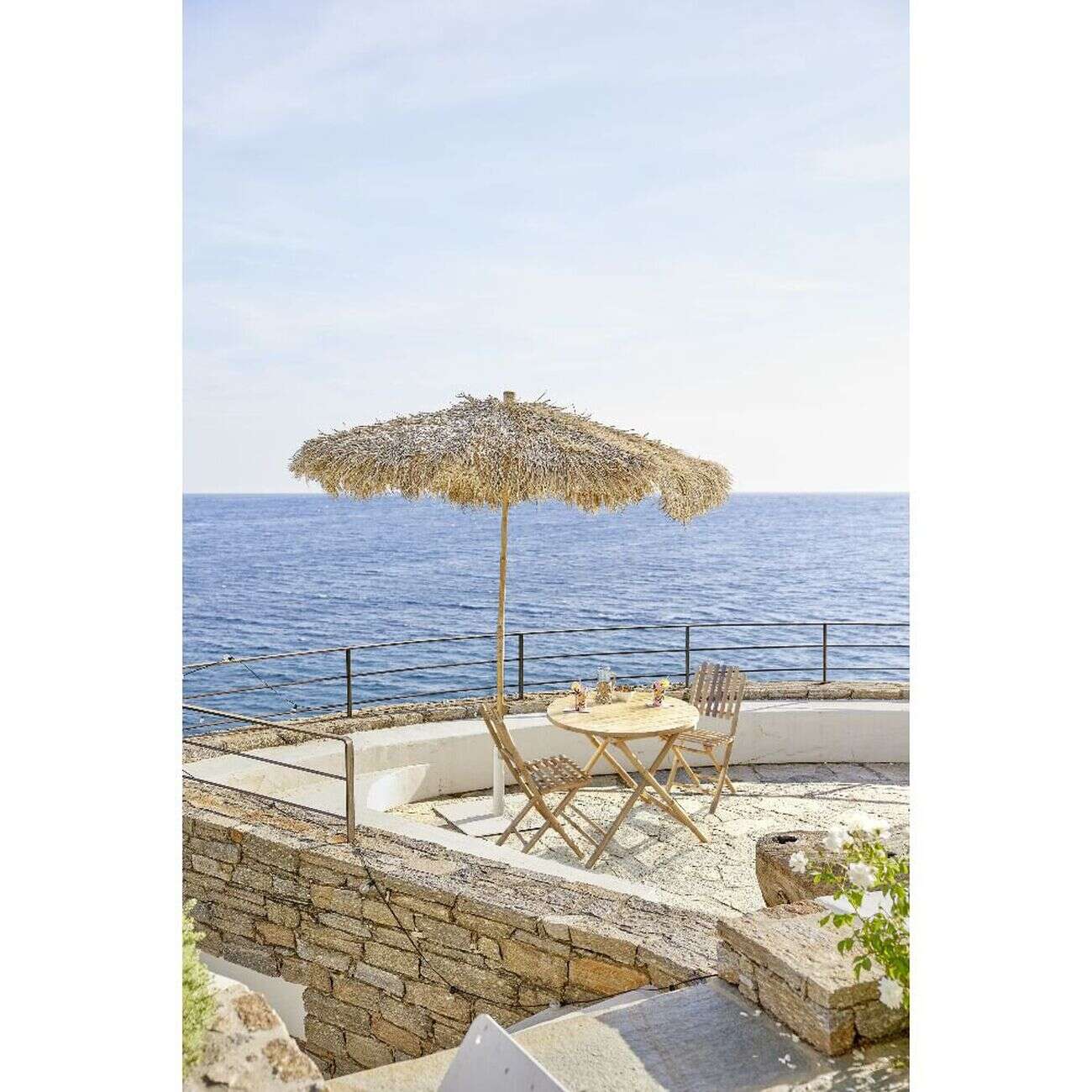 Parasol centré Laos Ø270xH245cm bambou et plamier