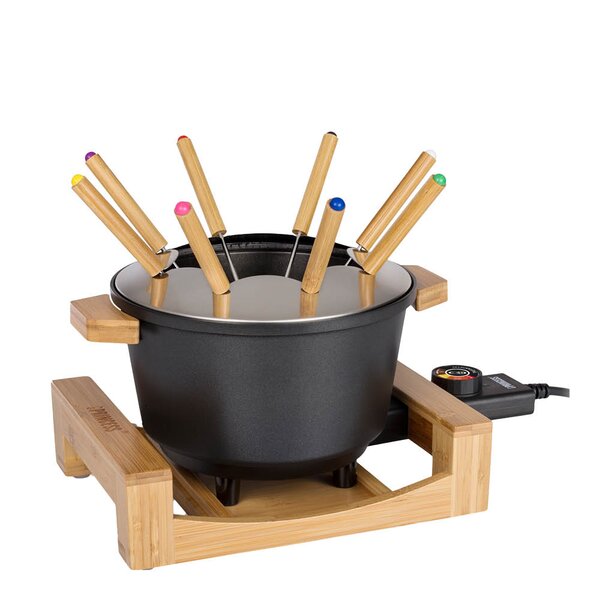 Fonduesett med 8 pinner 173025 1,5L svart/bambus