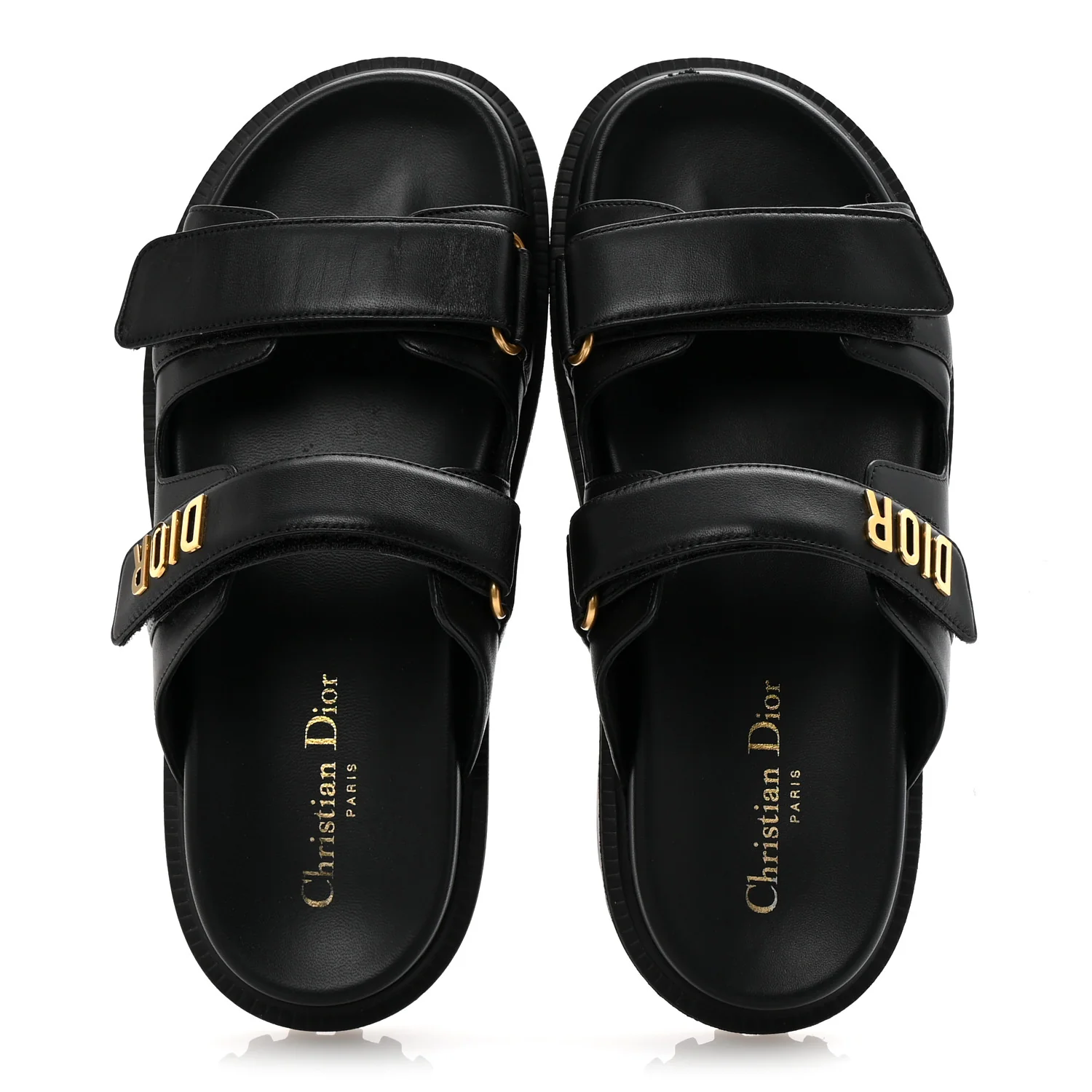 Lambskin Dioract 10mm Slide Sandals 39.5 Black