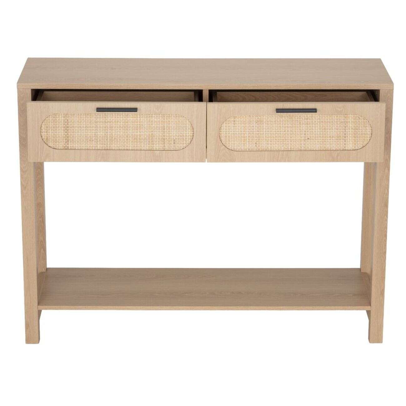 Console en bois et rotin Kanna 2 tiroirs 100x30xH75cm