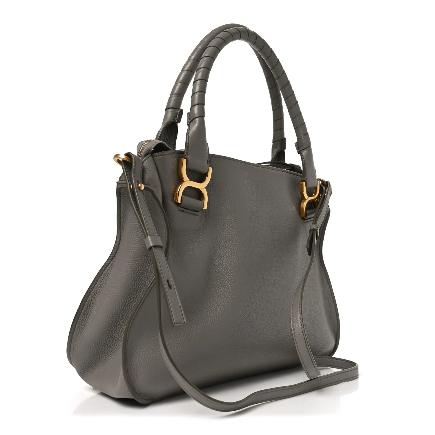 Calfskin Small Marcie Satchel Cashmere Grey