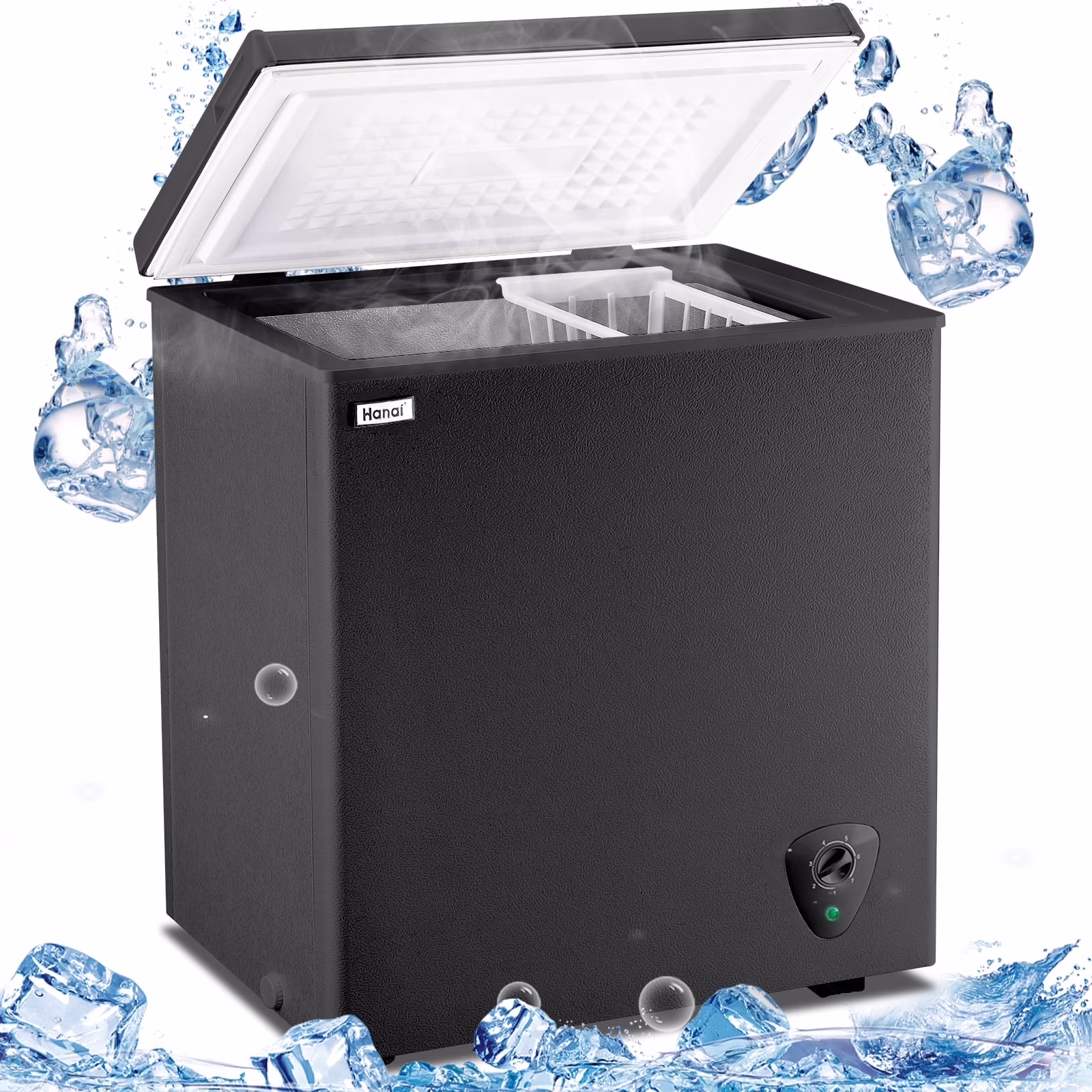 5.0 Cubic Feet Chest Freezer Large Home Deep Freezers Black Top Door with Removable Basket(5.0 CU.FT BLACK)