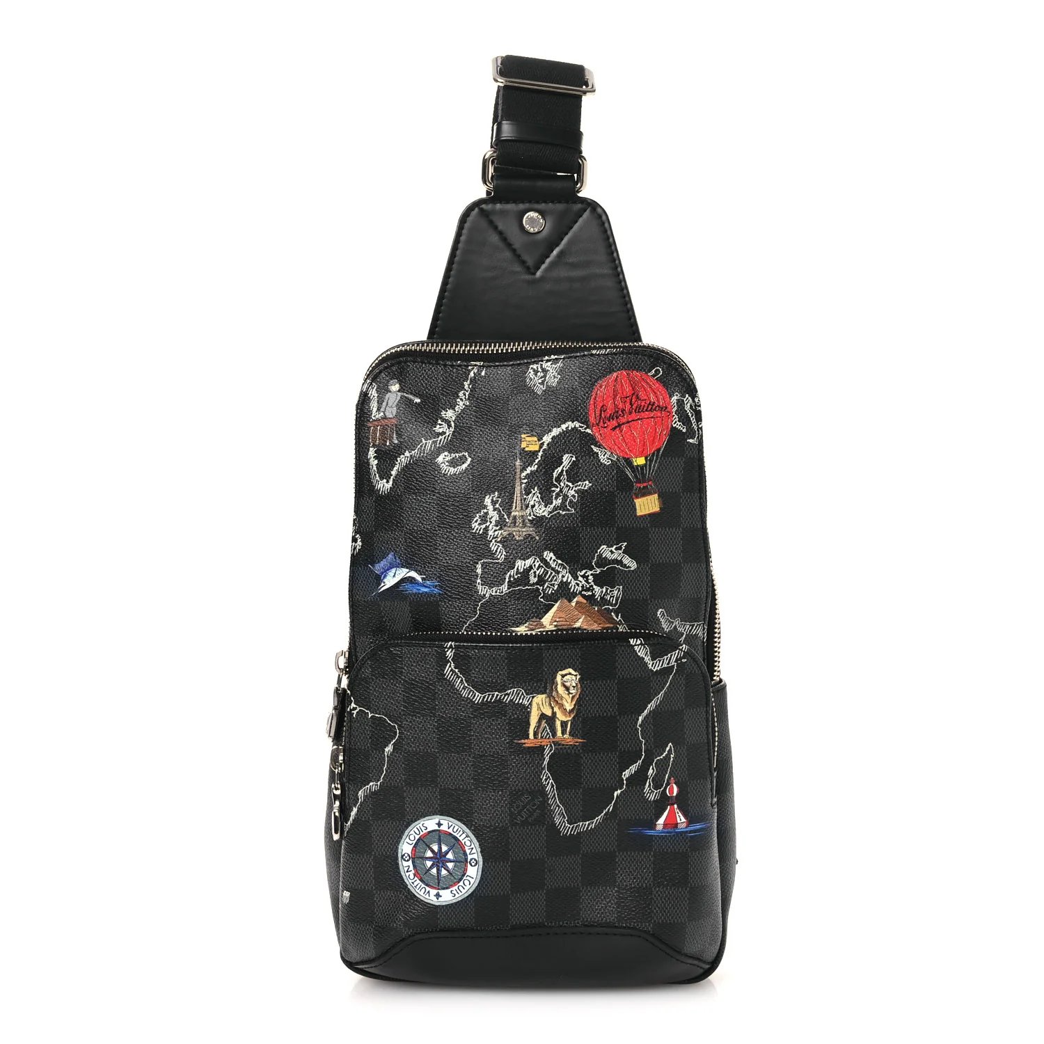 Damier Graphite World Map Avenue Sling Backpack