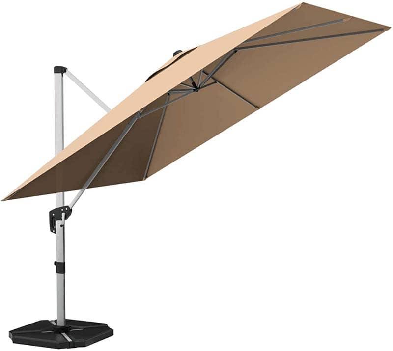 Parasol déporté carré de 3 m (10 pi) avec inclinaison à 360 degrés
