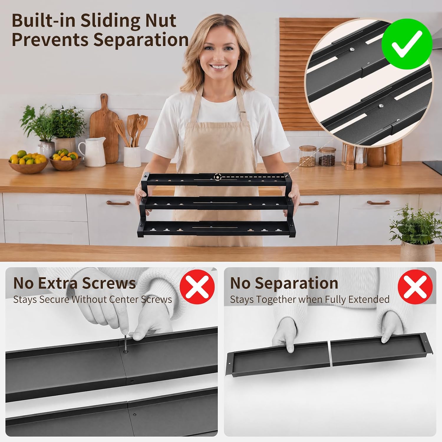 Expandable Spice Rack Organizer for Cabinet, Supports 17.6 lbs Per Tier
