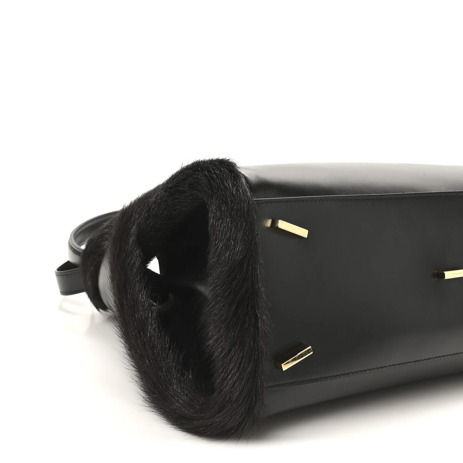 Calfskin Shearling Medium Hug Bag Black