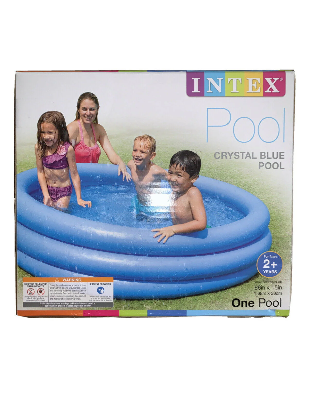 intex crystal blue pool 66" x 16" or 1.68m x 40cm for kids age 3+ 58446ep