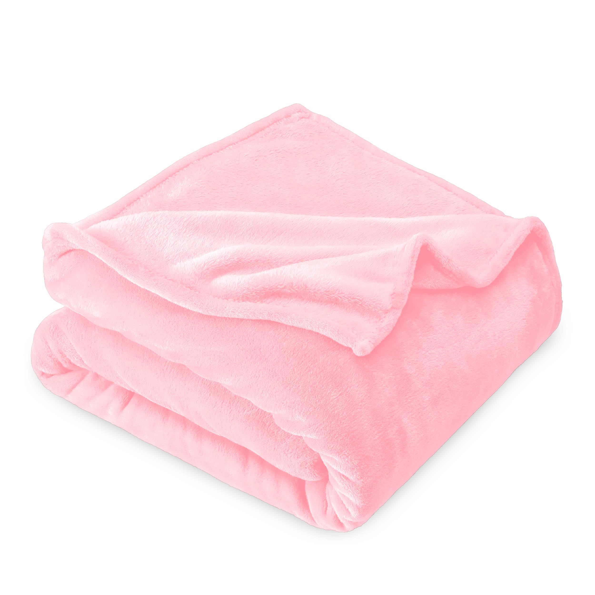Bare Home Fleece Microplush Twin/Twin XL Blanket - Light Pink