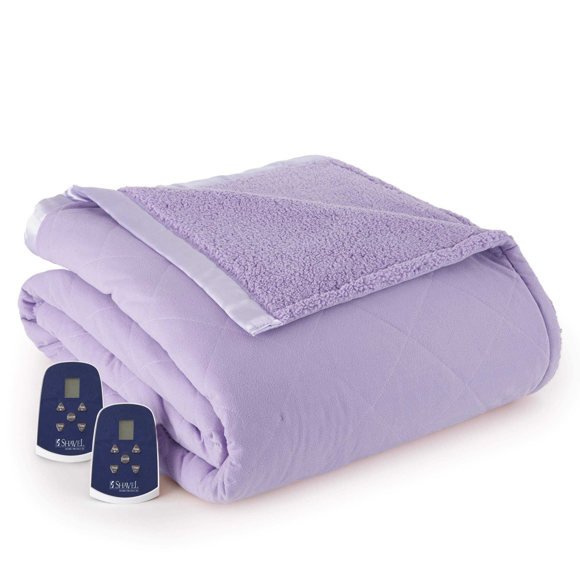 Micro Flannel Reverse to Sherpa Twin Electric Blanket - Amethyst