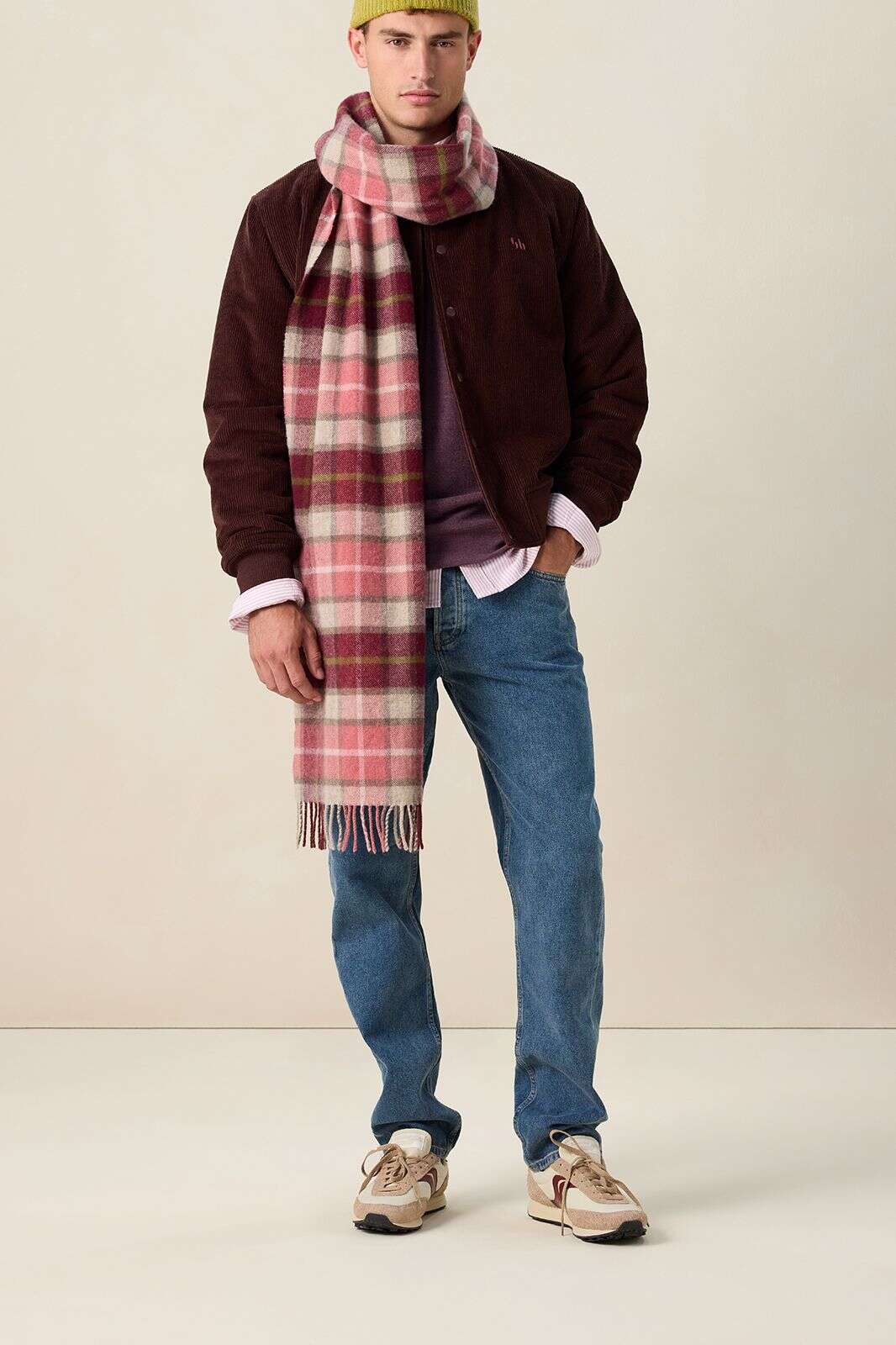 Donkerpaarse corduroy bomber jas