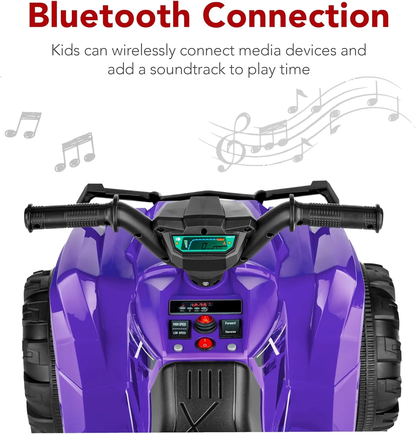 Quad électrique 12 V pour enfants Best Choice Products, véhicule tout-terrain à 4 roues avec audio Bluetooth, vitesse maximale de 3,9 km/h, pneus à crampons, phares LED et radio.