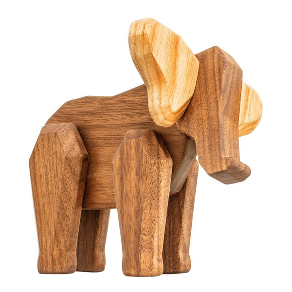 Mor elefant trefigur 12 cm valnøtt/ask