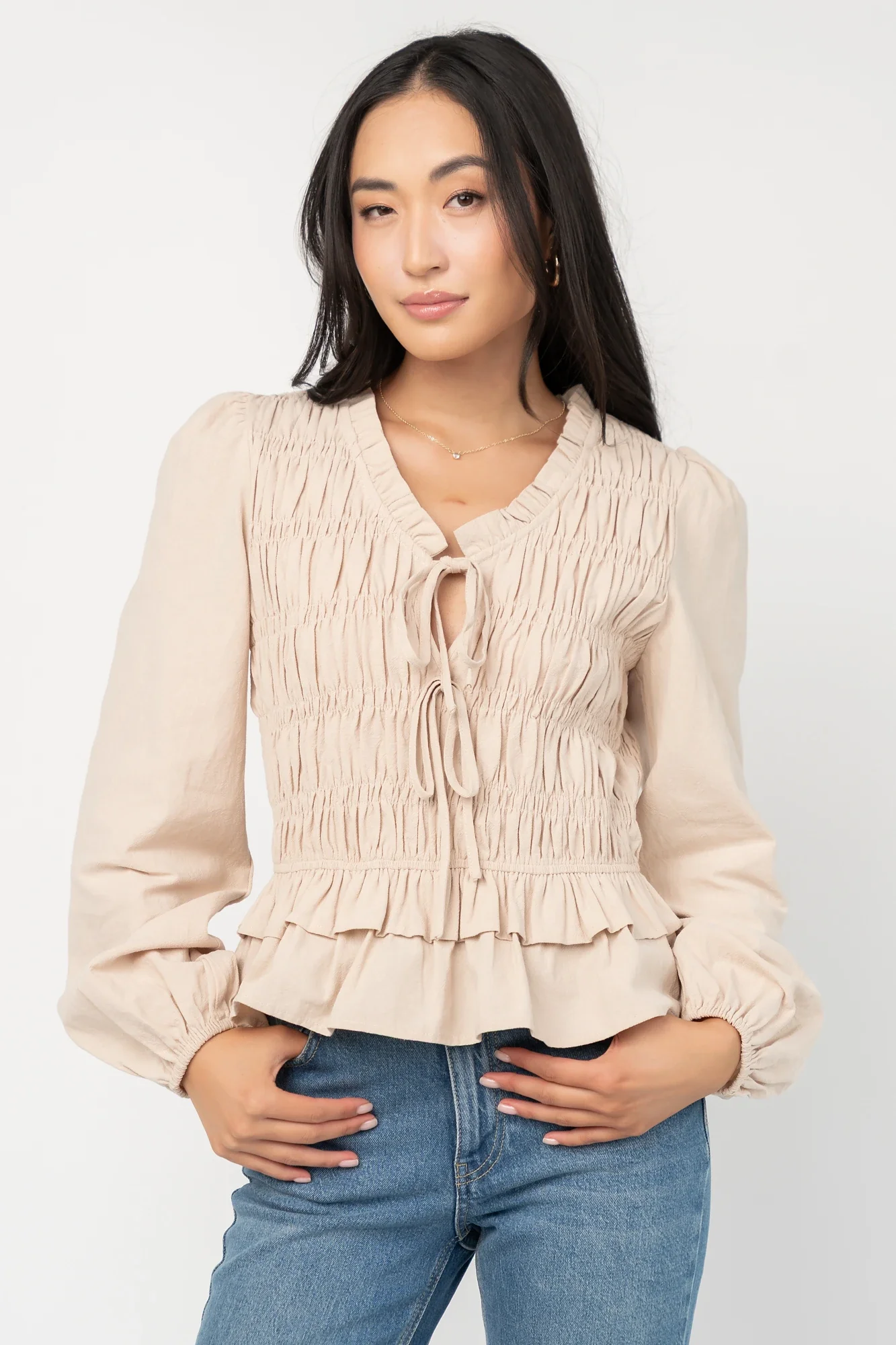 Marnie Smocked Top | Natural