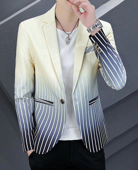 Blazer à rayures ombrées tendance, col à revers et un bouton