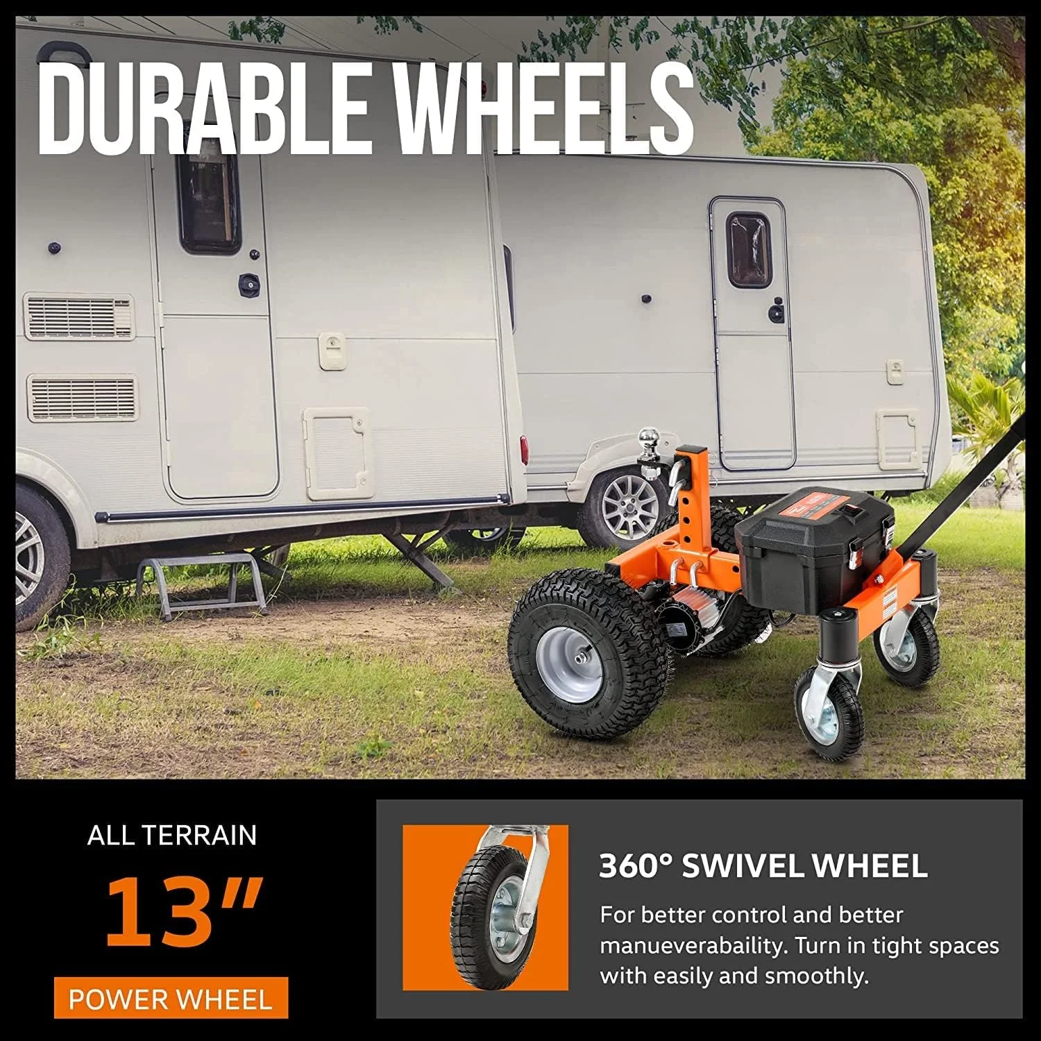 Superhandy Motorized Trailer Dolly with Tow Tires - 24V, 3600 lb Towing Capacity, 600 lb Tongue Weight