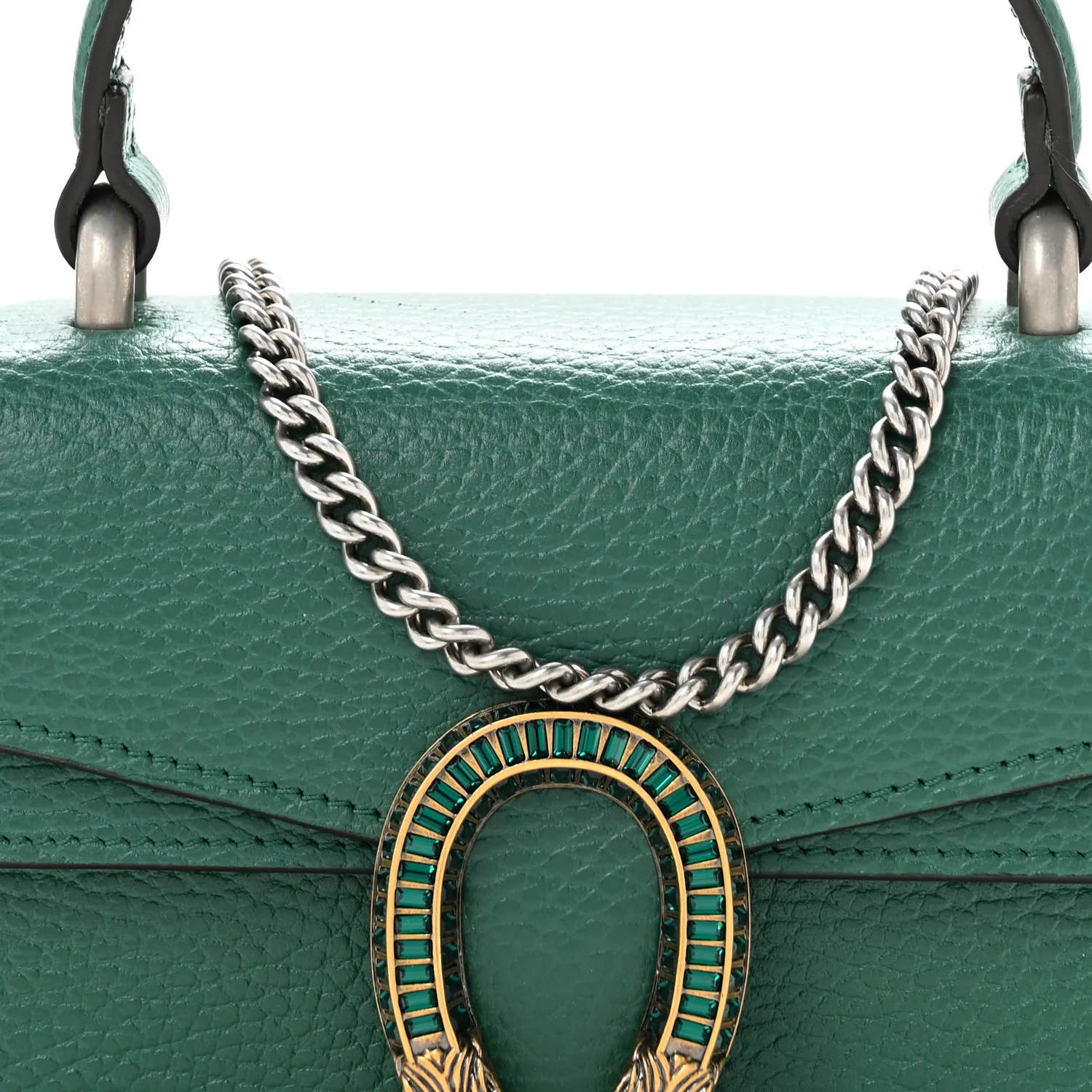 Dollar Calfskin Crystal Mini Dionysus Top Handle Bag Emerald