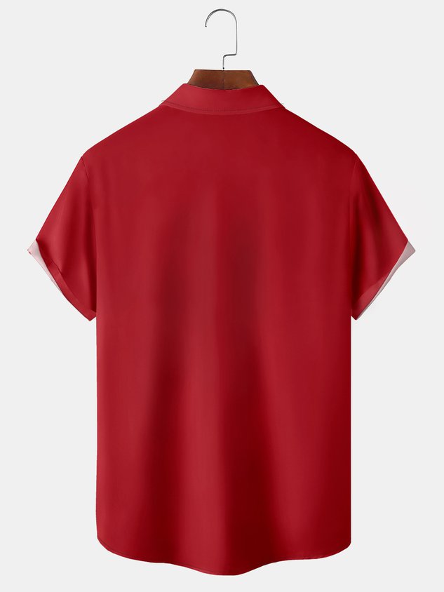 Chemise hawaïenne décontractée pour homme, style rétro Noël, imprimé chat noir, boutons sur le devant, douce et respirante, poche poitrine.