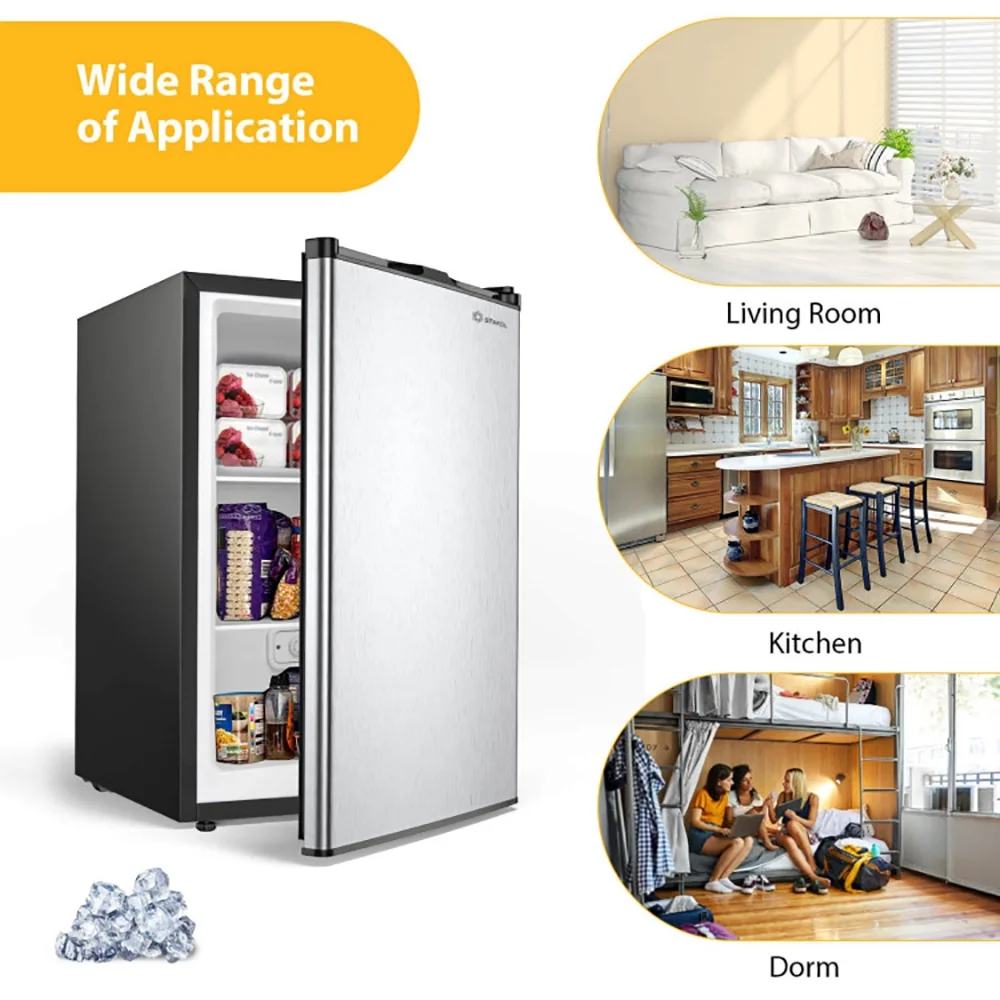 3 Cubic Feet Compact Upright Freezer with Stainless Steel Door, Compact Refrigerator for Dorm, Office, Bedroom - Image 9