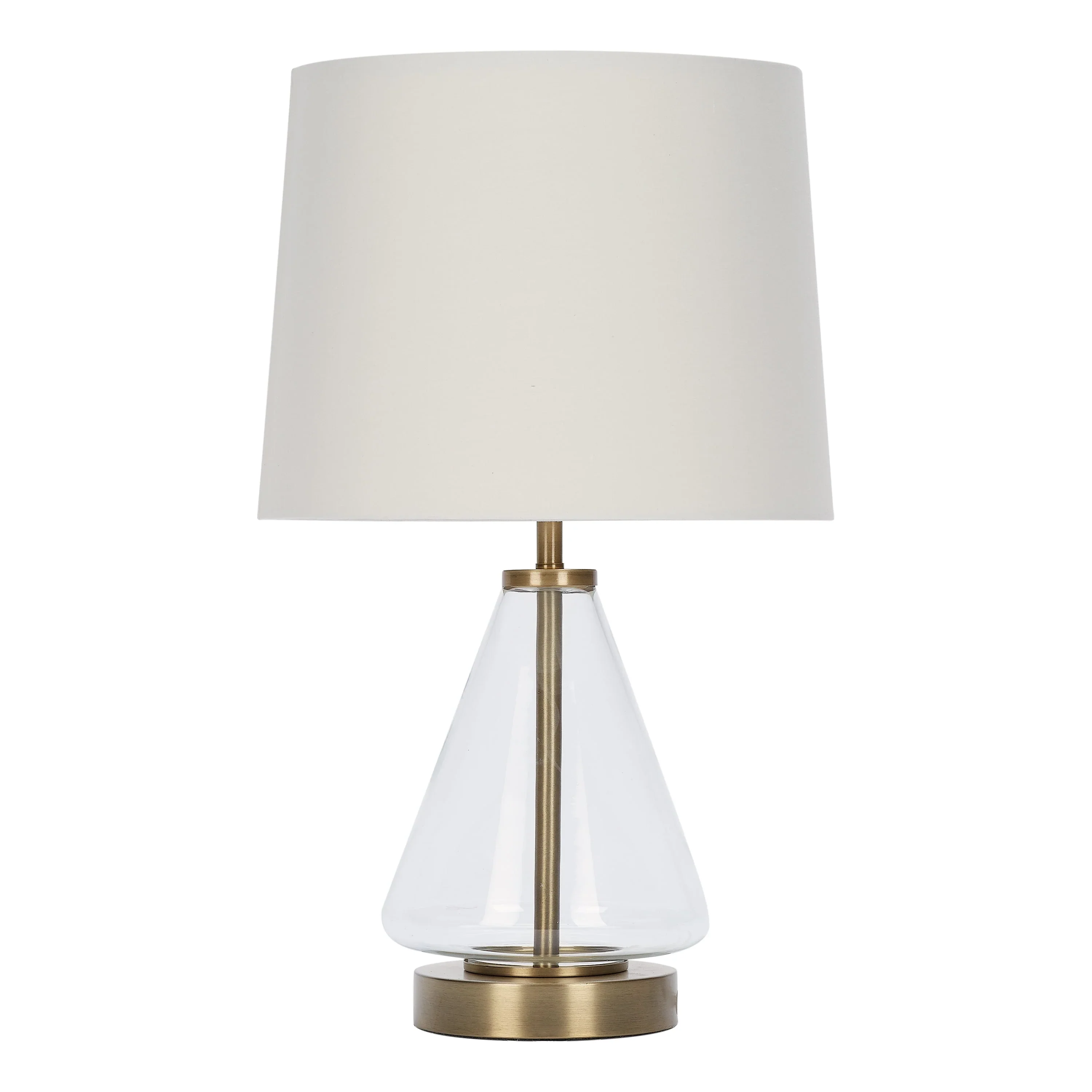 Better Homes & Gardens Glass with Brass Base Table Lamp, 18 H