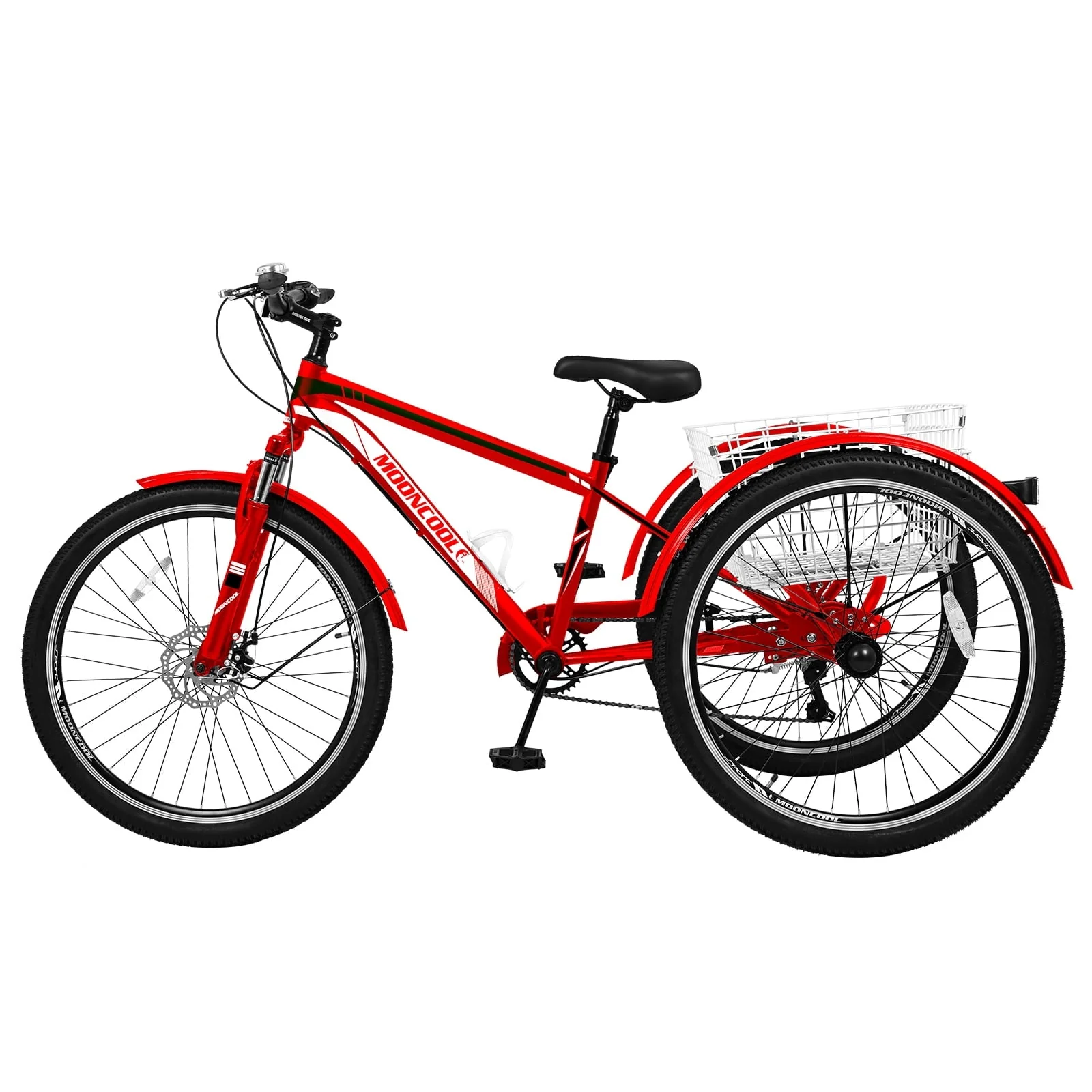 26" Mountain Tricycle, 7 Speed Adult Trikes Shopping Bicycle with Rear Basket,Adult Tricycle - Image 9