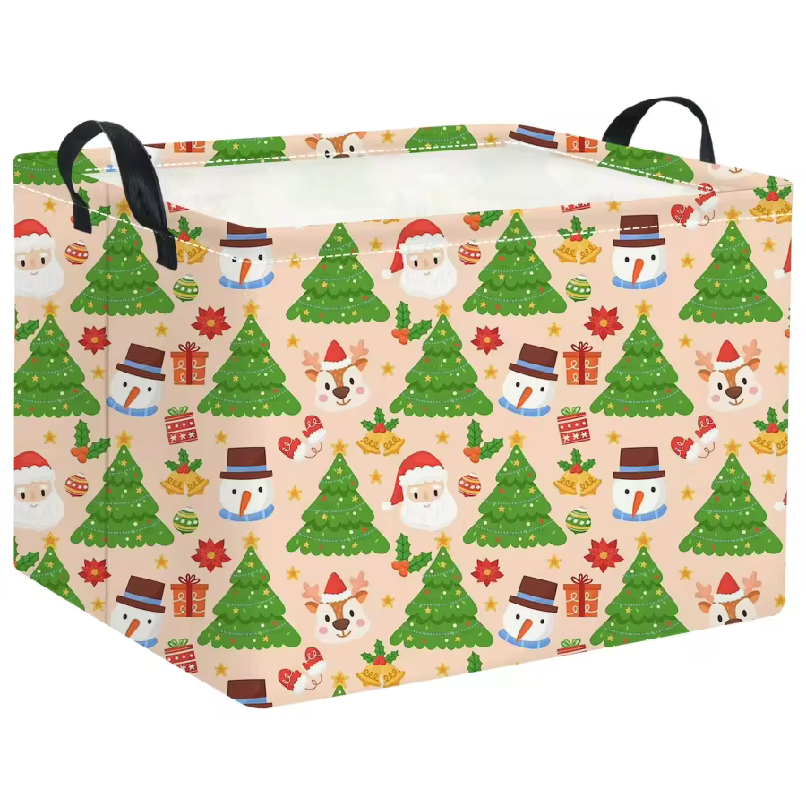 Pink Christmas patterned kids storage basket