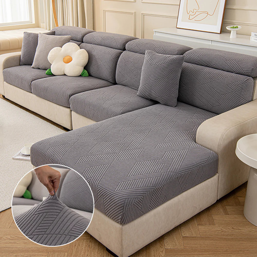 Modern Geometric Stretch Full-Wrap Magic Sectional Couch Cover