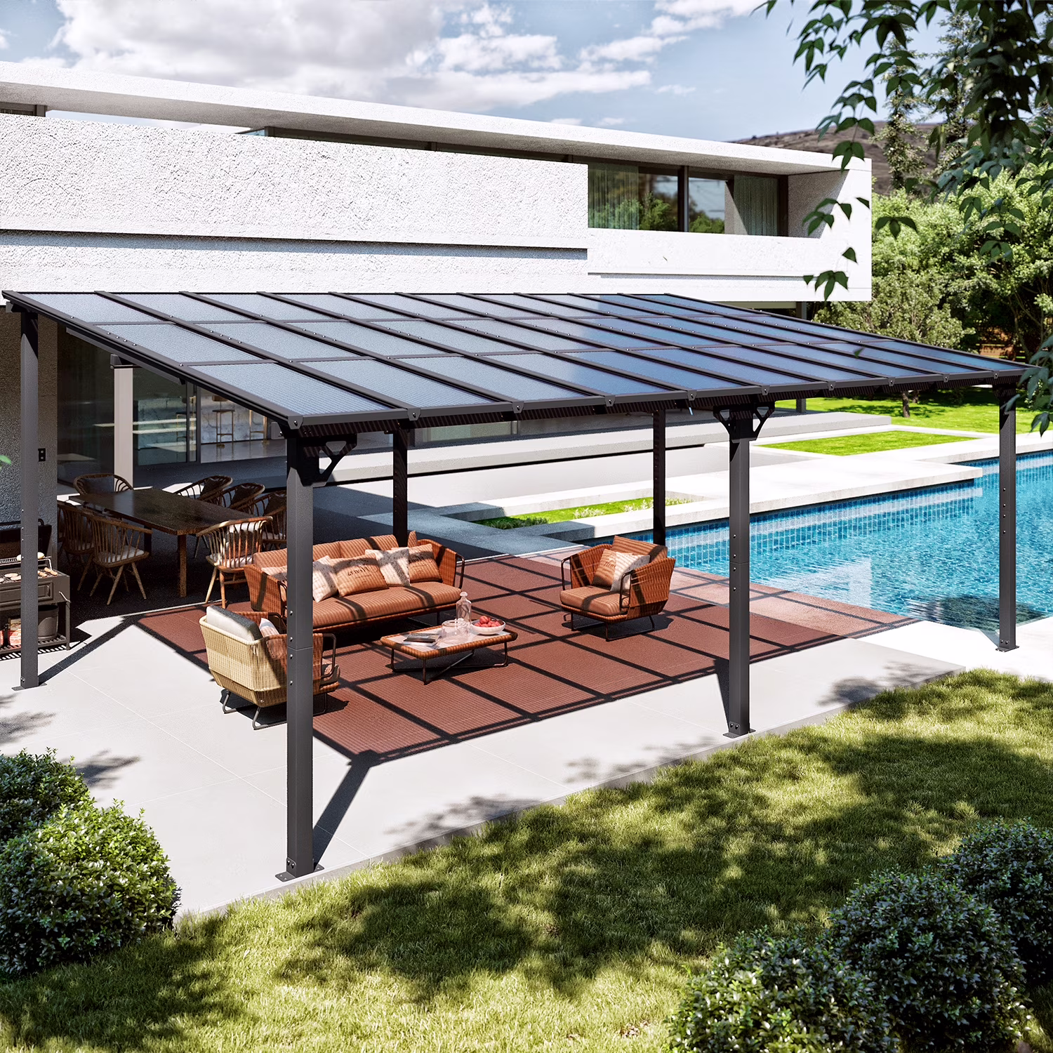 10'x12' Gazebo for Patio, Gazebo Pergola with Sloped Roof, Large Wall-Mounted Heavy Duty Awnings, for Patio, Deck and Backyard(10' x 12') - Image 3