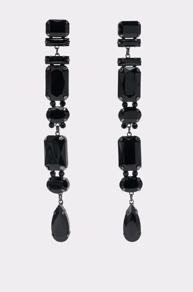 THE DRAMA BLACK STONE DANGLE EARRING - Akira Store