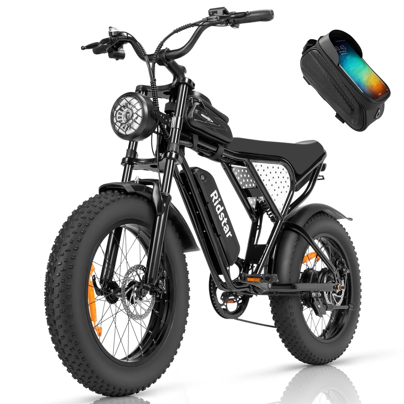 Vélo électrique pour adultes Ridstar, VTT 1200 W, 48 km/h, batterie 48 V 15,6 Ah, pneus larges 20 pouces, 7 vitesses, suspension intégrale