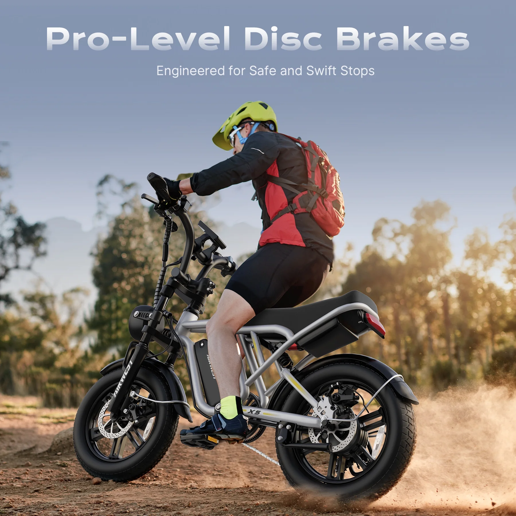 Peak 1000W Electric Bike for Adults Reaches 25MPH, 65 Miles Long Range, 48V 13Ah Battery, Full Suspension, 7-Speed, 20" Fat Tire Electric Motorcycle Dirt Bike, UL2849(Silver) - Image 3
