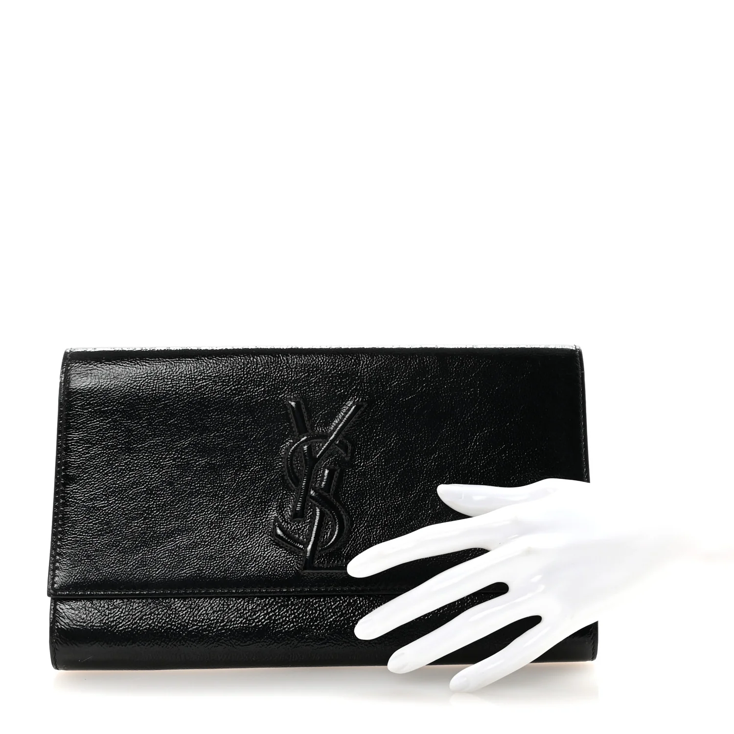 Textured Patent Monogram Large Belle De Jour Clutch Black