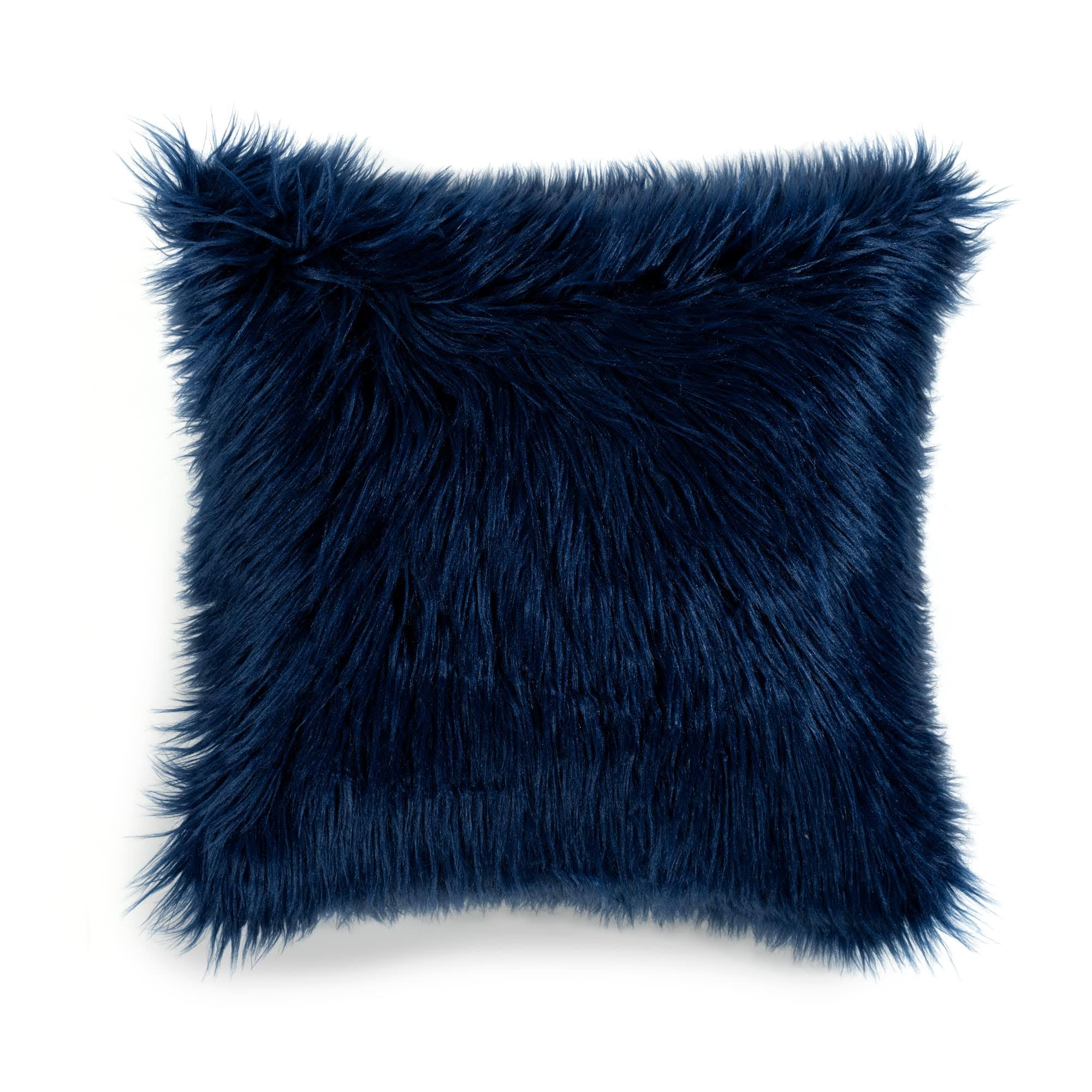 Lush Decor Mongolian Luca Faux Fur Pillow Cover Navy / 20