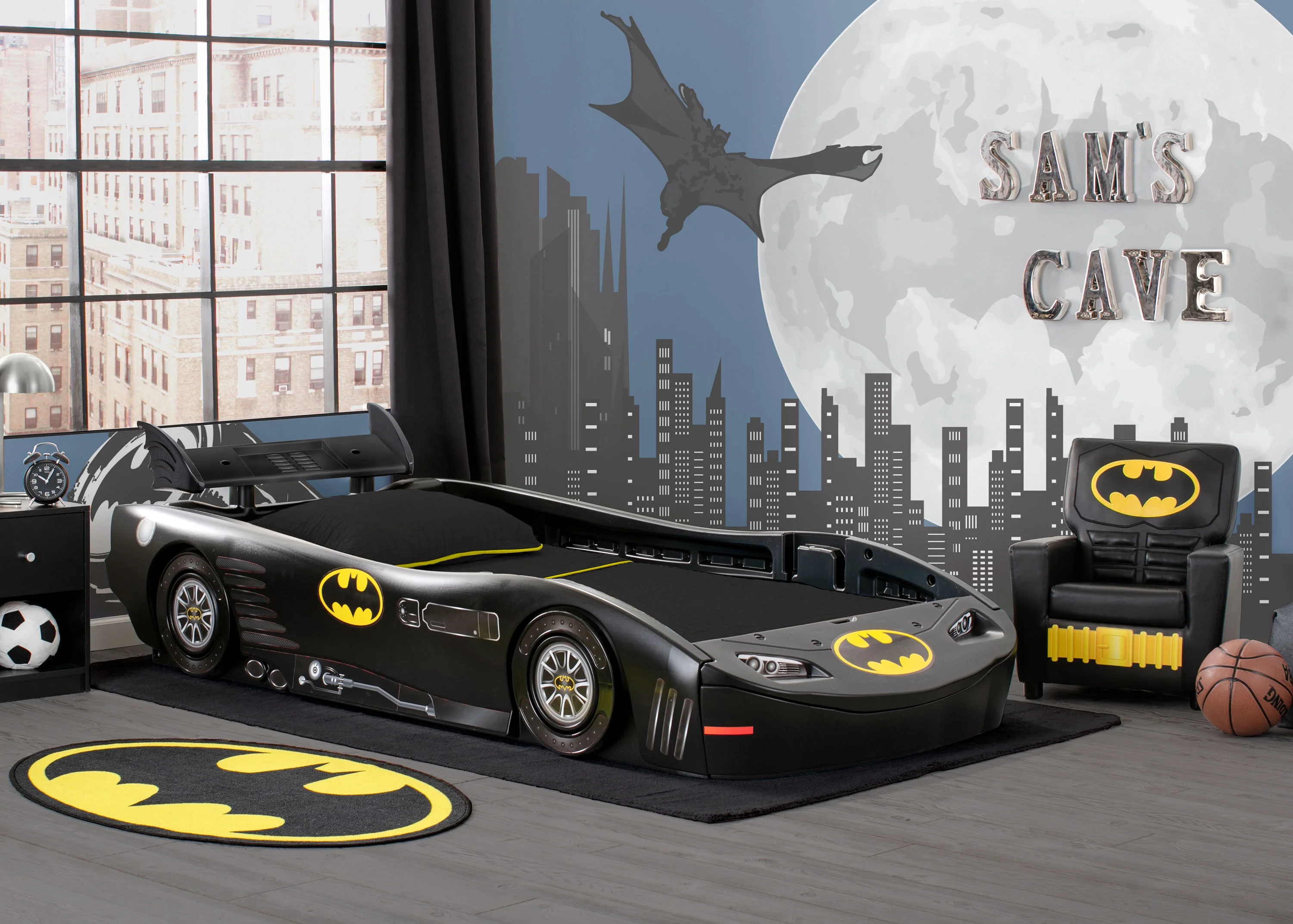 DC Comics Batman Batmobile Car Plastic Twin Bed, Black - Image 4