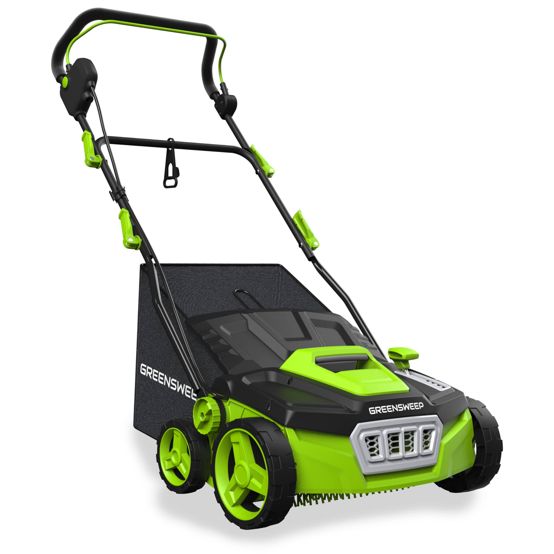 RGS Living GreenSweep V2 - Artificial Grass Electric Sweeper Rake Vacuum 45L Collection Bag,5 Adjustable Heights, Foldable Handle
