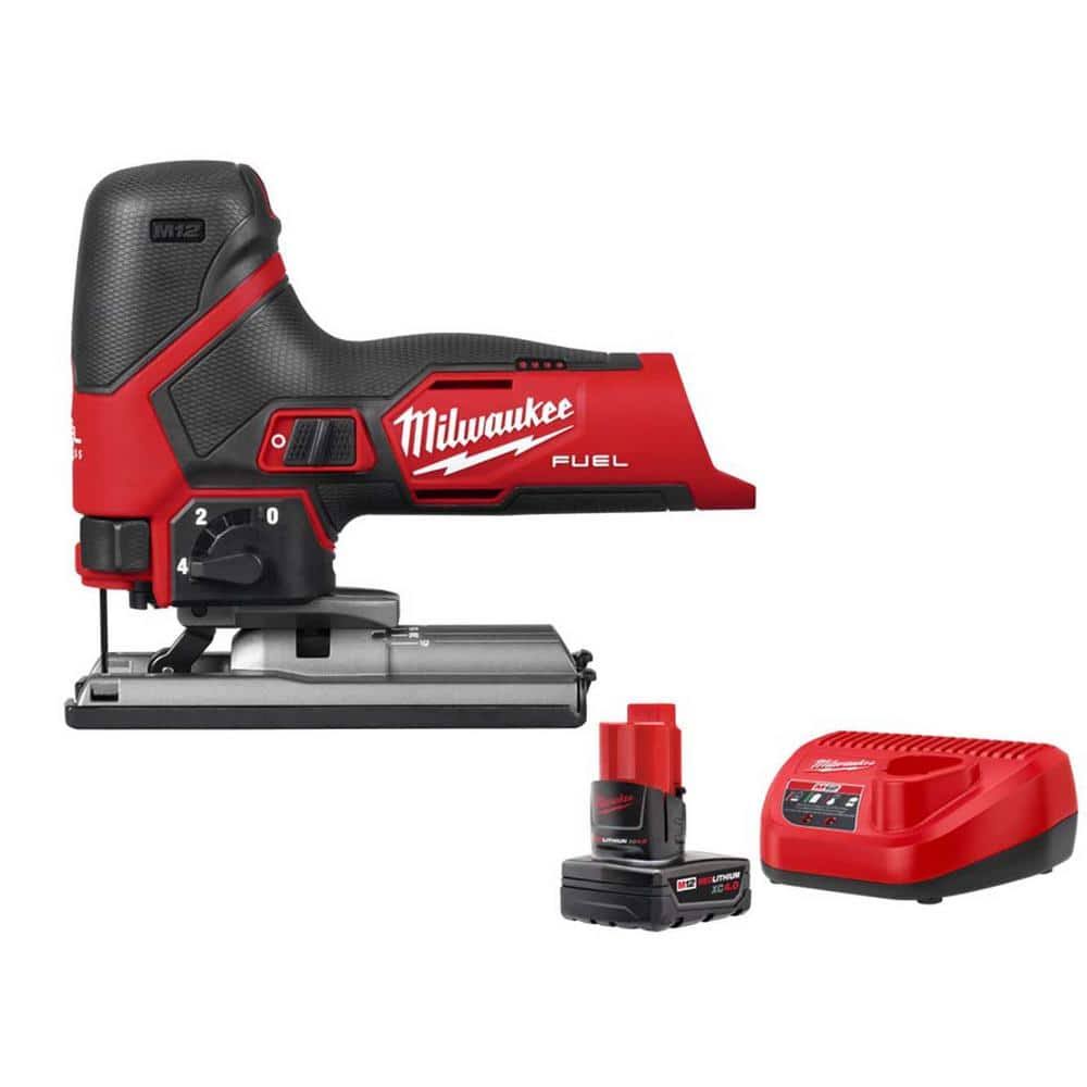 Milwaukee 2545-20-48-59-2440 M12 12-Volt Fuel Lithium-Ion Cordless Jig Saw with M12 4.0Ah Starter Kit