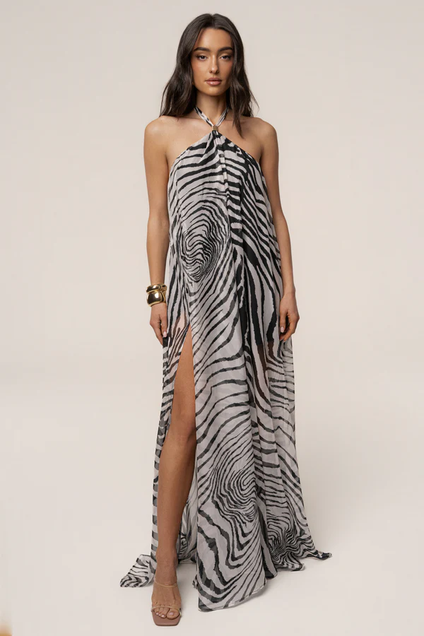 PRE-ORDER Zebra Print Jolene Halter Dress