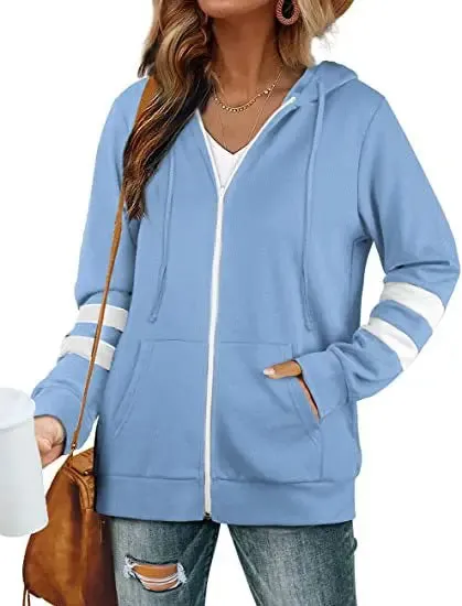 Sophie Paris I Sweat à Capuche Zippé avec Bandes Contrastantes