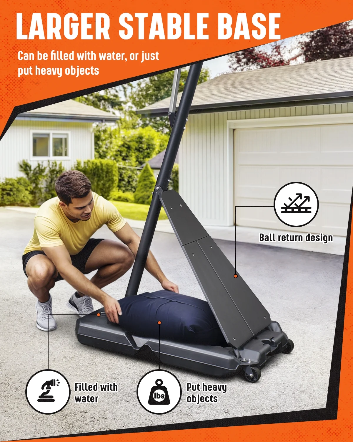 Basketball Hoop with 4.8-10 feet Height Adjustable for Kids/Adults, Portable Basketball Goal with 44 inch Backboard and 2 Wheels for Outdoor/Indoor Sports(Black) - Image 7