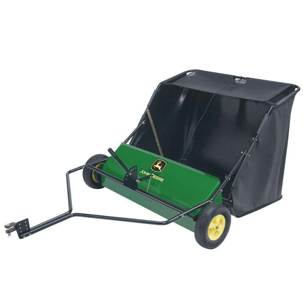 John Deere 42 trailed lawn sweeper, 24 cubic foot capacity, adjustable brushes